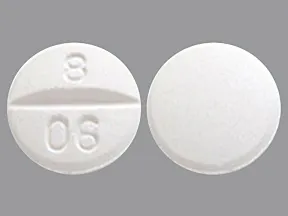This medicine is a white, round, scored, tablet imprinted with "8  06".