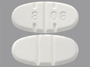 This medicine is a white, oval, multi-scored, tablet imprinted with "8  08".