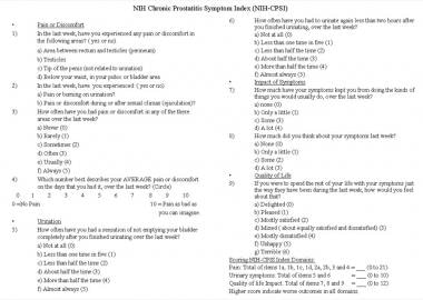 nih chronic prostatitis symptom index scoring