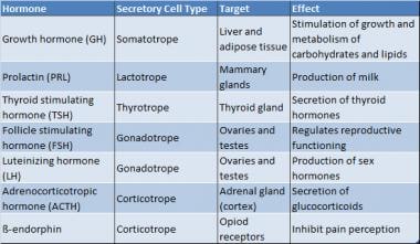 Hormones secreted by adenohypophysis (anterior pit