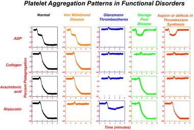 Platelet aggregation patterns.