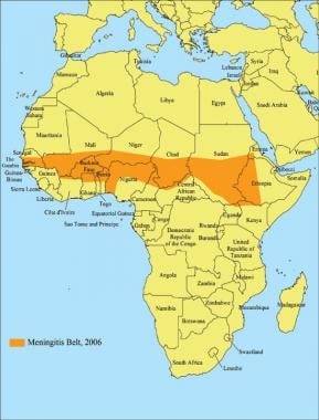 Areas with frequent epidemics of meningococcal dis