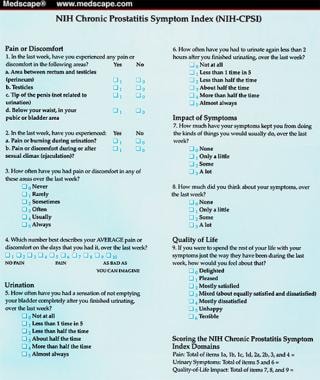 NIH Chronic prostatitis symptom index (NIH-CPSI) 