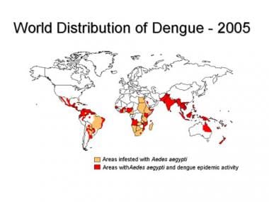 Worldwide distribution of dengue in 2005. Picture 