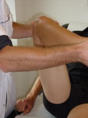 Checking rotation of the hip in passive mobilizati