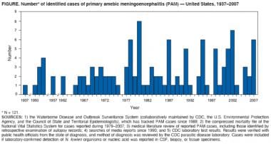 Number of identified cases of primary amoebic meni