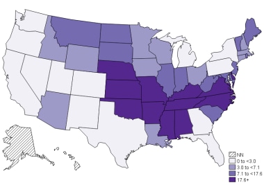 Annual incidence (per million persons) of Spotted 