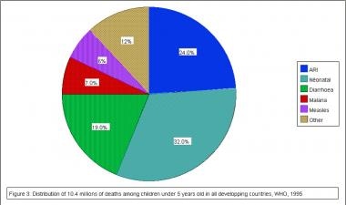Distribution of 10.4 million deaths among children