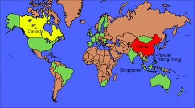 World map of severe acute respiratory syndrome (SA