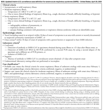 严重急性呼吸系统综合征病例定义