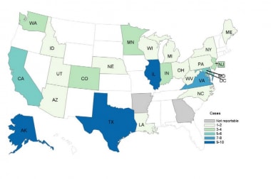 Reported cases of trichinellosis 2011-2015. Courte