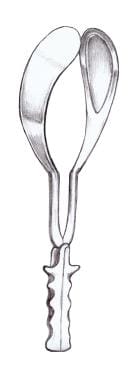An illustration of Simpson forceps with a Luikart 