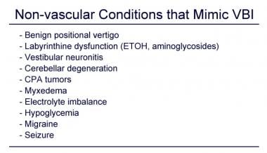 Nonischemic conditions that may mimic vertebrobasi
