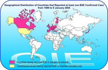 Geographic distribution of bovine spongiform encep