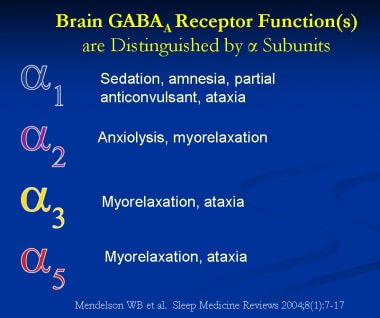 GABAA受体亚基功能。