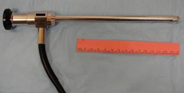 Standard 70-degree rigid strobolaryngoscope. 