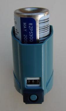 Metered dose inhaler (MDI) with dose counter. 