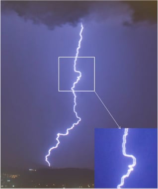 Ribbon lightning. Courtesy of Wikimedia Commons [C