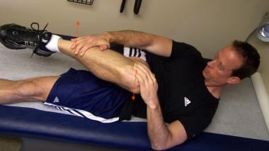 Testing for piriformis pain. Involved hip is flexe