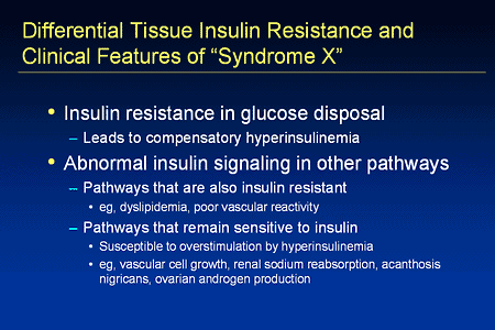 Slide 28. Differential Tissue Insulin Resistance and Clinical Features of "Syndrome X"