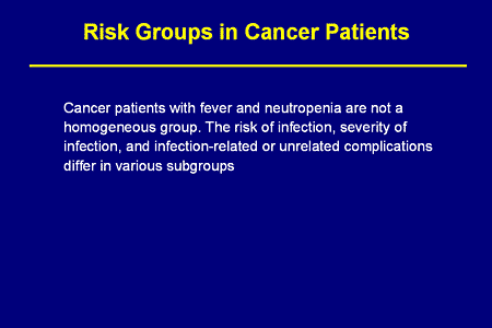 Slide. Risk Groups in Cancer Patients