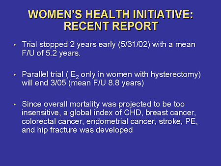 The Clinical Impact of the Women's Health Initiative (WHI): Entering a New  Era in Managing Postmenopausal Health Issues