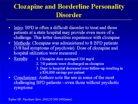 The Role of Medications for Borderline Personality Disorder