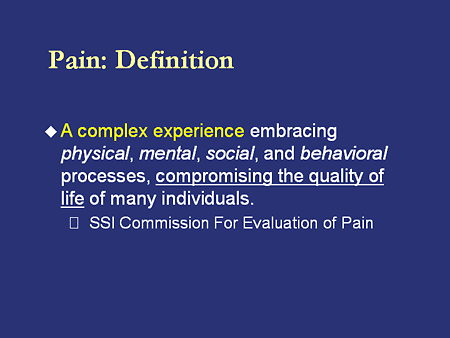 Pain: Definition (cont'd)