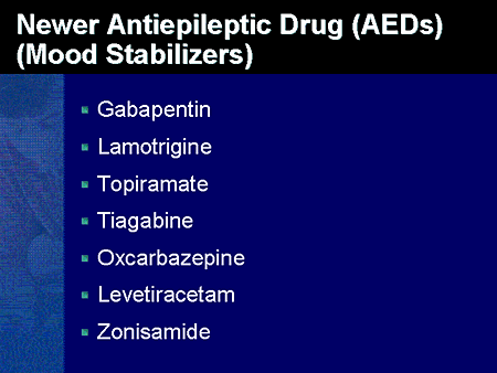 Slide 60. Newer Antiepileptic Drug (AEDs) (Mood Stabilizers)