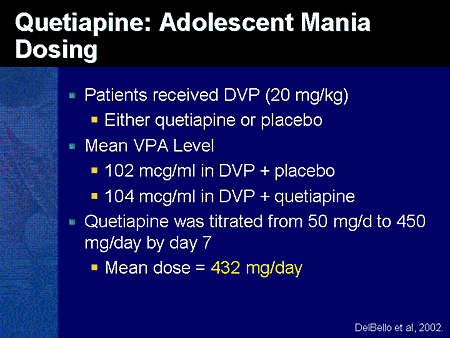 Slide 81. Quetiapine: Adolescent Mania Dosing