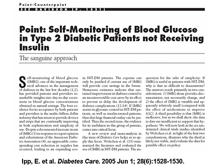 Point: Self-Monitoring of Blood Glucose in Type 2 Diabetic Patients Not Receiving Insulin