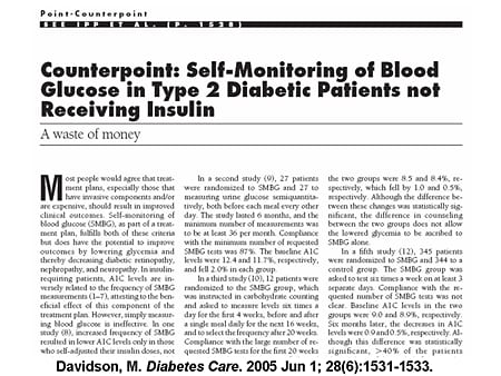 Counterpoint: Self-Monitoring of Blood Glucose in Type 2 Diabetic Patients Not Receiving Insulin