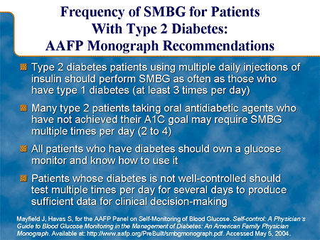 Frequency of SMBG for Patients With Type 2 Diabetes: AAFP Monograph Recommendations