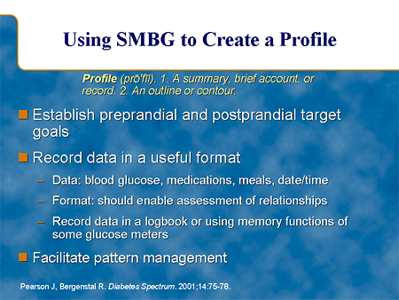 Using SMBG to Create a Profile