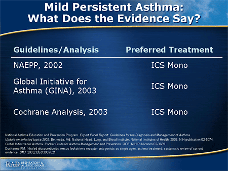 Slide 20. Mild Persistent Asthma: What Does the Evidence Say?