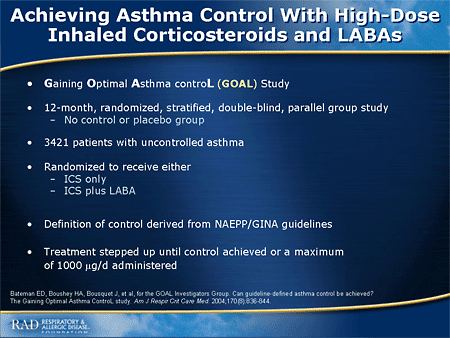 Slide 21. Achieving Asthma Control With High-Dose Inhaled Corticosteroids and LABAs
