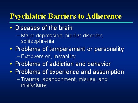 Adherence, Psychiatric Disorders, and HIV