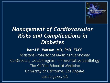 Management of Cardiovascular Risks and Complications in Diabetes ...