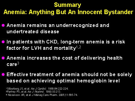 Summary Anemia: Anything But An Innocent Bystander