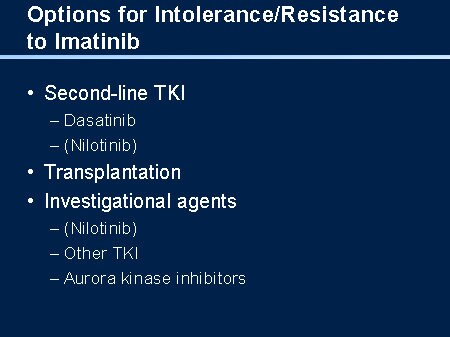 Options for Intolerance/Resistance to Imatinib