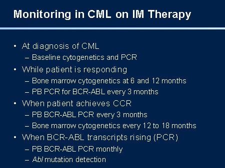 Monitoring in CML on IM Therapy