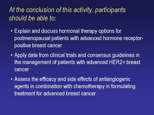 Advances in the Management of Metastatic Breast Cancer; Hormonal ...