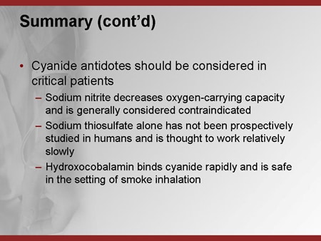 – Emergency Medicine EducationToxCard: Cyanide Toxicity