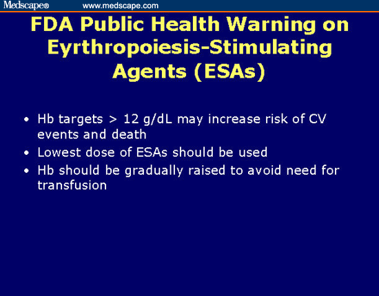 FDA Public Health Warning on Erythropoiesis-Stimulating Agents (ESAs)
