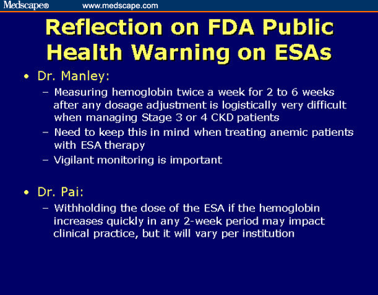 Reflection for FDA Public Health Warning on ESAs