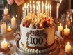 photo of un centenaire avec un gâteau d'anniversaire et 100 bougies