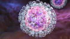 photo of 3D illustration of a model of the hepatitis C virus