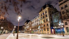 photo of Place Louis Lépine and the Paris Police Prefecture at night.