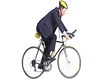 photo of businessman riding his bike