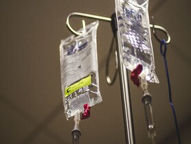 photo of Chemotherapy Drugs on Hospital IV Pole